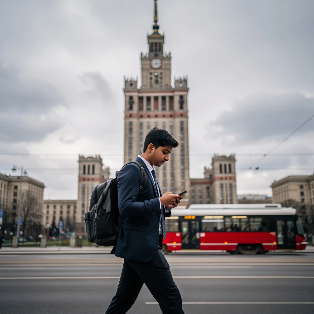 Warsaw city skyline representing an internship destination in Poland for Indian students